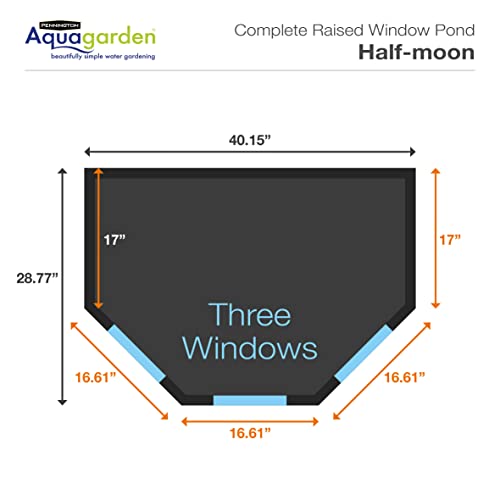 Pennington Aquagarden, Affinity Half-Moon No-Standing Pond, Water Feature Pool, Includes Inpond 5 in 1 300 Pond & Water Pump with UV Clarifier, 89 Gallon Decking Pond, Three Fountain Displays, Mocha