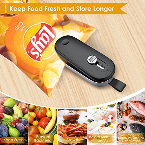 FEPPO Mini Bag Sealer, 2 in 1 Bag Sealer Heat Seal with Cutter, Portable Vacuum Sealer Handheld Bag Resealer Machine with Lanyard for Plastic Bags Food Snack Storage (Batteries Included)